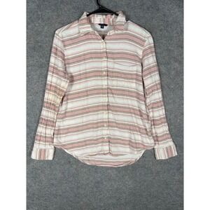 Aeropostale Womens Large Button Down Shirt Striped Long Sleeve Top